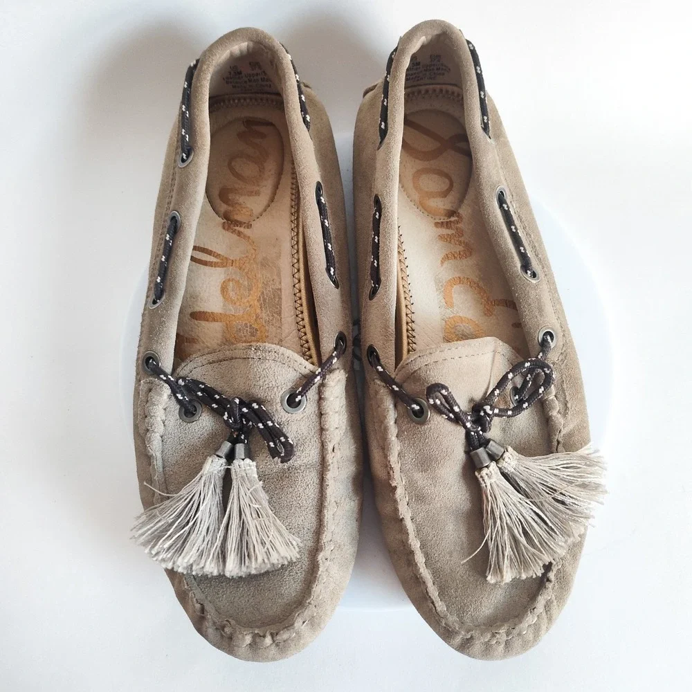 Sam Edelman Loafers Flats 7.5 Fantine Slip On Suede Moc Toe Minimalist Preppy